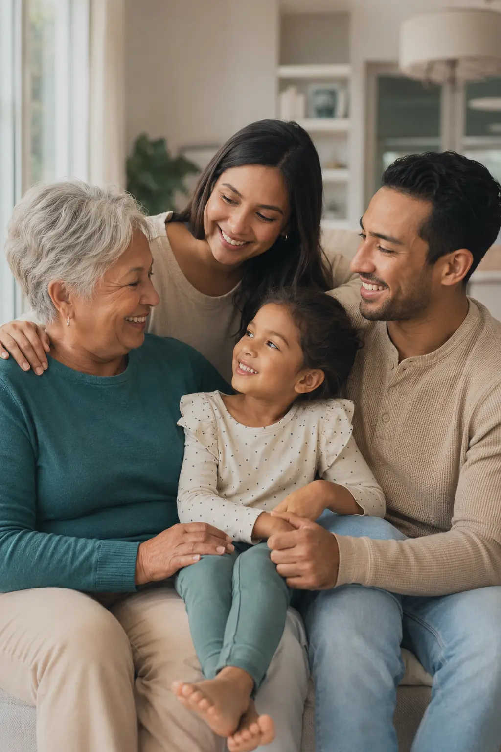 Family reviewing life insurance coverage options together